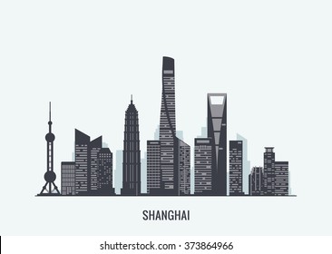 Shanghai Skyline Silhouette