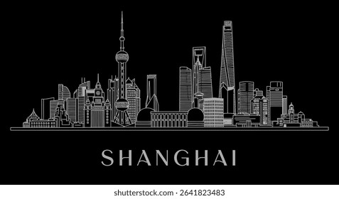 Shanghai Skyline Vector with China, and Cityscape.