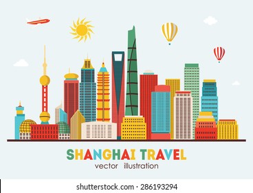 Shanghai skyline. Vector illustration