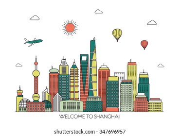 Shanghai skyline. Vector illustration