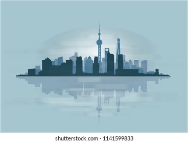 shanghai skyline,city silhouette background, vector illustration