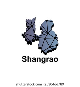 Shangrao map. vector map of China capital Country technology style design, illustration template on white background