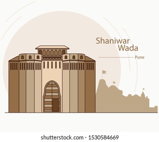 Shaniwar Wada (nombre maratí para fuerte) Pune ciudad Patrimonio vector del lugar