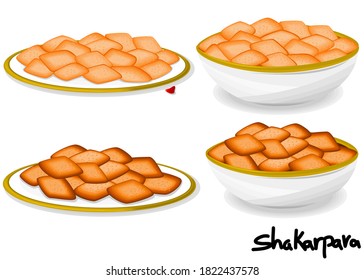 Shankarpali or shakarpara indian Sweet Dish Food Vector