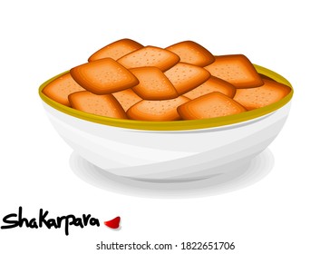 Shankarpali or shakarpara indian Sweet Dish Food Vector