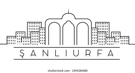 Shanliurfa city outline icon. Elements of Turkey cities illustration icons. Signs, symbols can be used for web, logo, mobile app, UI, UX on sky background