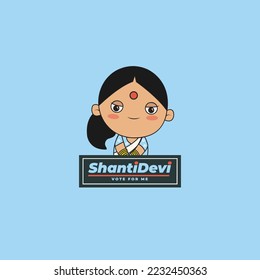 Shanti devi vote for me vector mascot logo template.