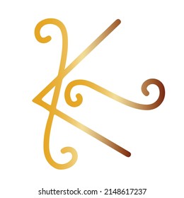Shanti Reiki Gold Symbol Peace And Harmony To Heal Our Past And Present, isolated on white background. It helps remove negative emotions like worries, stress, and fears. 