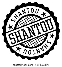 Shantou black and white badge. Typographic label series.