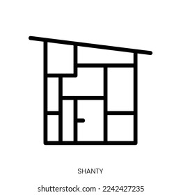 shanty icon. Line Art Style Design Isolated On White Background