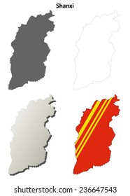 Shanxi blank outline map set