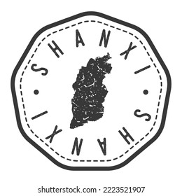 Shanxi, China Map Stamp Retro Postmark. Silhouette Postal Passport. Seal Round Vector Icon. Badge Vintage Postage Design.