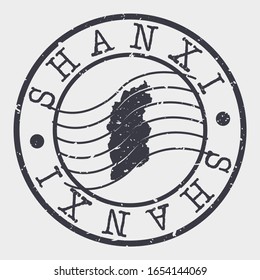 Shanxi China Stamp Postal. A Map Silhouette Seal. Passport Round Design. Vector Icon Design Retro Travel.