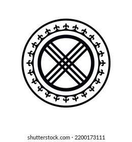 Shanyrak. Ornamental Composition In Traditional Kazakh Style. Vector Round Kazakh National Ornament Shanyrak. Circle Hole On The Roof Of The Yurt. Ornamental Composition In A Circle.