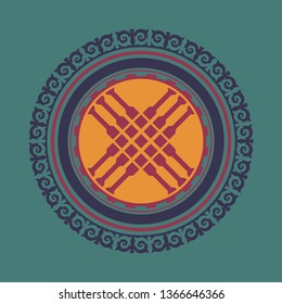 Shanyrak, tundyuk, toono - a constructive element crowning the dome of the yurt. Traditional ornament of Asian nomads: Mongols, Kazakhs, Kirghiz, Bashkirs, Tatars.