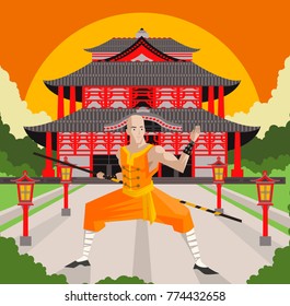 shaolin chinese in asian temple