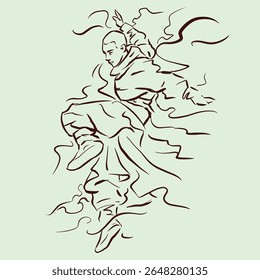 Shaolin Kung Fu vetor para ilustração, cartão, decoração