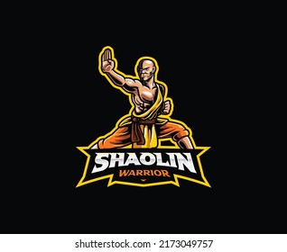 Shaolin mascot logo design. Master shaolin vector illustration. Logo illustration for mascot or symbol and identity, emblem sports or e-sports gaming team