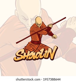 shaolin master kungfu vector illustration