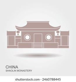 Shaolin monastery glyph icon vector. shaolin monastery sign. Flat vector icon with shadow