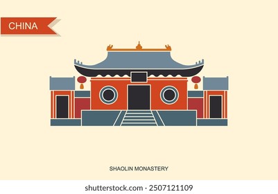 Shaolin monastery glyph icon vector. shaolin monastery sign. Flat vector icon