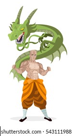 shaolin monk with dragon spirit creature