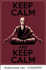 Shaolin Monk Meditation Pose Vector Illustration 