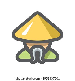 Shaolin Monk men Vector icon Cartoon illustration