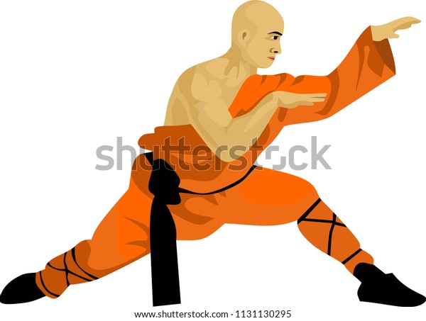 Shaolin Monk Wushu Kungfu Martial Art Stock Vector (Royalty Free ...