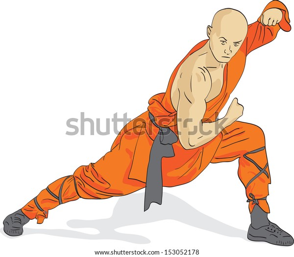 Shaolin Warrior Monk Vector Illustration Stock Vector (Royalty Free ...