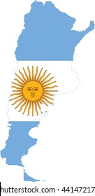 Shape 3d of Argentinian flag and map isolated on white background.