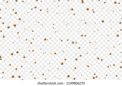 Shape 3D ball beads color golden on transparent background.