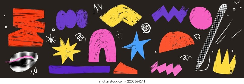 Shape abstract in trendy style vector background and various isolated collection. Creative modern design. With cutout paper collage halftone element 