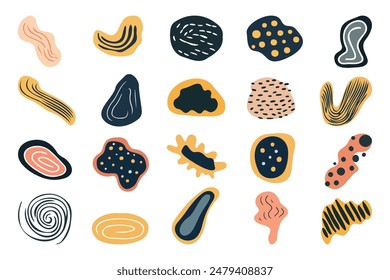Shape abstract in trendy style vector background and various isolated collection. Creative modern design. With cutout paper collage halftone element