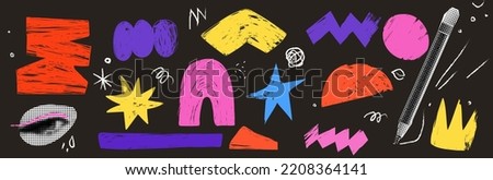 Shape abstract in trendy style vector background and various isolated collection. Creative modern design. With cutout paper collage halftone element  Foto stock © 