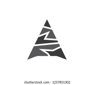 Shape abstract triangle, logo a letter icon, arrow sign and mountain unique
