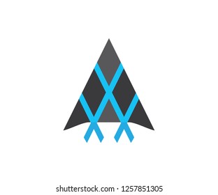 Shape abstract triangle, logo a letter icon, arrow sign and mountain unique