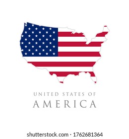 Shape of America map with American flag. vector illustration. can use for united states of America indepenence day, nationalism, and patriotism illustration. USA flag design