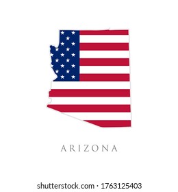 Shape of Arizona state map with American flag. vector illustration. can use for united states of America indepenence day, nationalism, and patriotism illustration. USA flag design