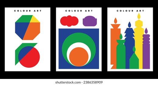 shape art design colorful illustration candles light poster cards set artworld collection abstract geometric vivid plenty of color Fragment art form engraving unique printing Stained Glass Seamless