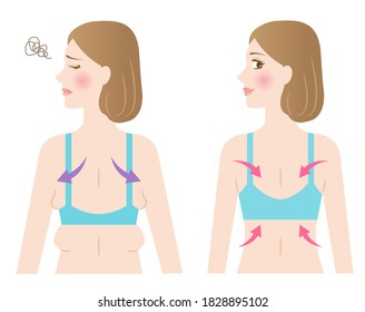 shape up back and back fat woman before and after illustration. Beauty body care concept