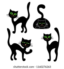Shape of a black cat isolated on white background for Halloween. Vector illustration.