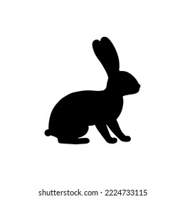 Shape of black rabbit on white background. Symbol of the 2023 year by Chinese traditional horoscope. Vector illustration.
