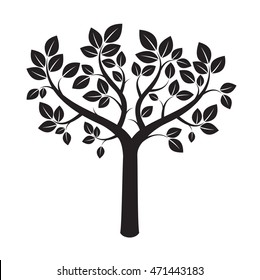 Shape of Black Tree. Vector Illustration.