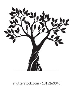 Shape of black Tree. Vector outline Illustration. Plant in Garden.