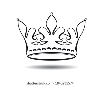 Shape of black vector king crown and icon. Vector Illustration.