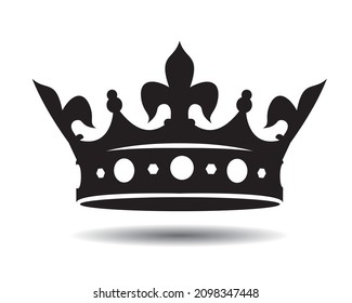 Shape of black vector king crown and icon. Vector Illustration.