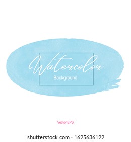 shape blue oval on white paper background. Abstract watercolor. Vector illustration. Texture on white backdrop. EPS 10.