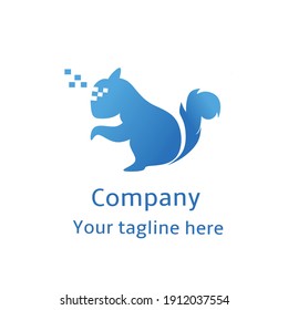 Shape of blue squirrel logo design. Technology concept. Vector illustration