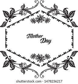 Shape of card mother day, style abstract wreath frame, isolated on a white. Vector